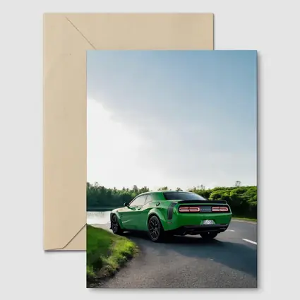 Dodge Challenger Green Muscle Car Road River