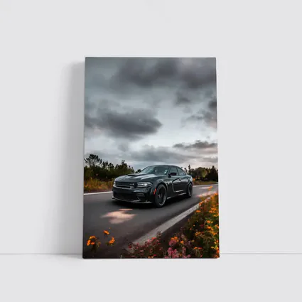 Dodge Charger Dark Road Cloudy Sky