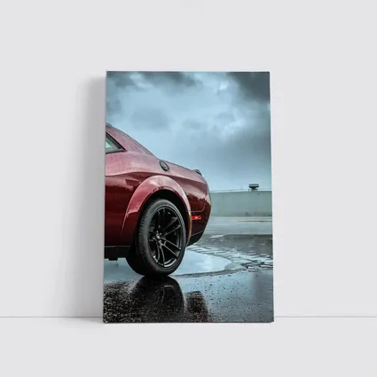 Dodge Challenger Wet Parking Lot Stormy Sky
