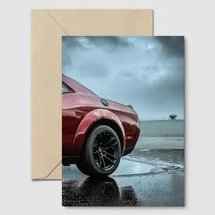 Dodge Challenger Wet Parking Lot Stormy Sky