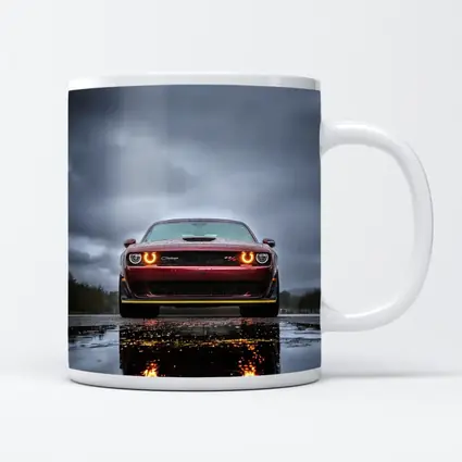Dodge Challenger Front View Rainy Dark Sky