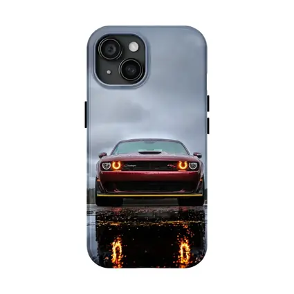 Dodge Challenger Front View Rainy Dark Sky