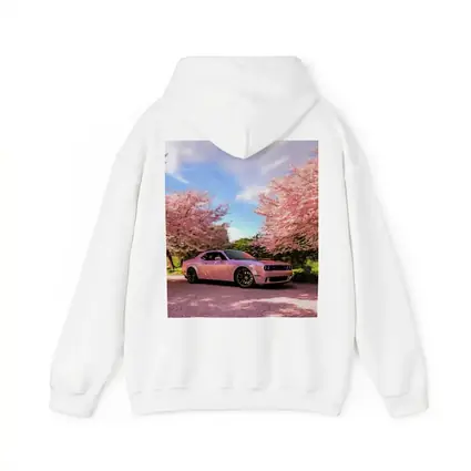 Dodge Challenger Pink Under Cherry Blossom Trees