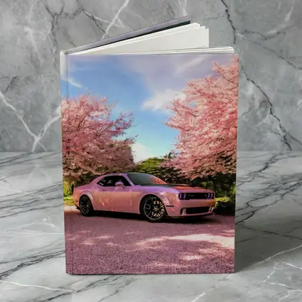 Dodge Challenger Pink Under Cherry Blossom Trees