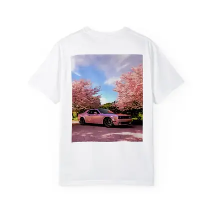 Dodge Challenger Pink Under Cherry Blossom Trees