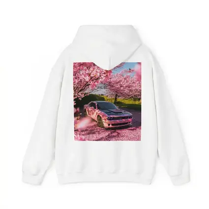 Dodge Challenger Pink Under Cherry Blossom Trees