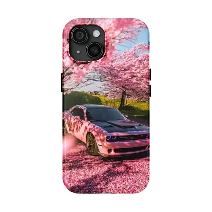 Dodge Challenger Pink Under Cherry Blossom Trees