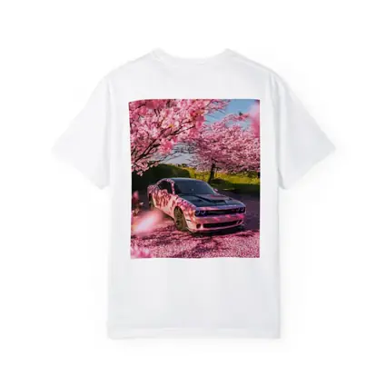 Dodge Challenger Pink Under Cherry Blossom Trees