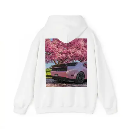 Pink Dodge Challenger Under Blooming Sakura Tree