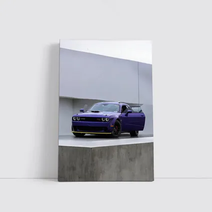 Dodge Challenger Purple Parked Concrete Setting