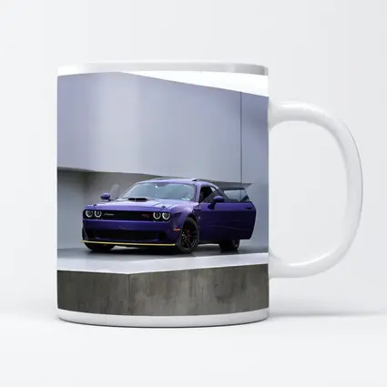 Dodge Challenger Purple Parked Concrete Setting