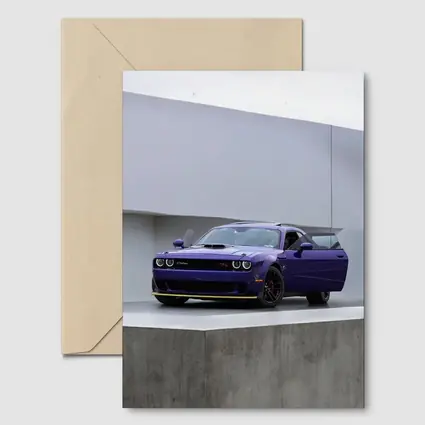 Dodge Challenger Purple Parked Concrete Setting