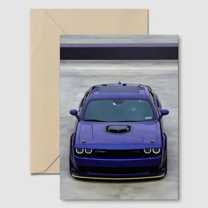 Dodge Challenger Purple Muscle Car Front View
