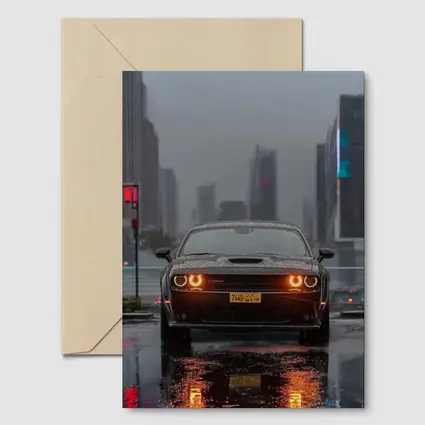 Dodge Challenger Rainy City Night Street