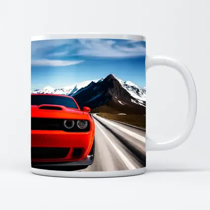 Dodge Challenger Red Speeding Mountain Road