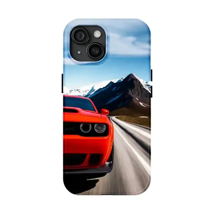 Dodge Challenger Red Speeding Mountain Road