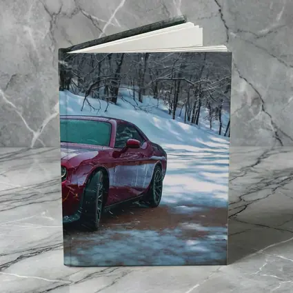 Dodge Challenger Red Car Snowy Forest Road