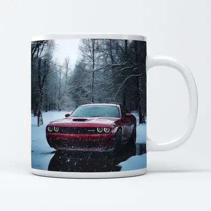 Dodge Challenger SRT Red Snowy Forest
