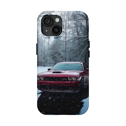 Dodge Challenger SRT Red Snowy Forest