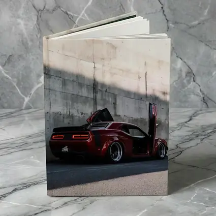 Red Dodge Challenger Wide Body Concrete Wall