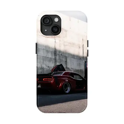 Red Dodge Challenger Wide Body Concrete Wall