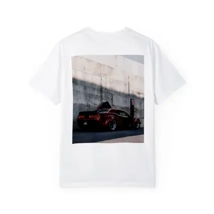 Red Dodge Challenger Wide Body Concrete Wall