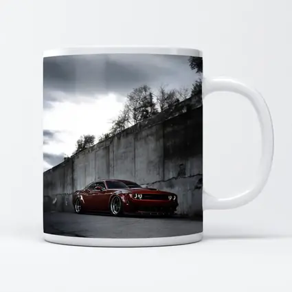 Dodge Challenger Red Wide Body Concrete Wall