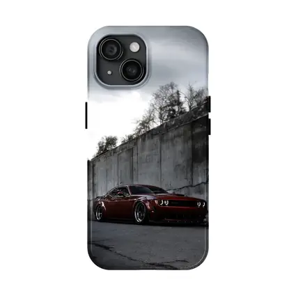 Dodge Challenger Red Wide Body Concrete Wall