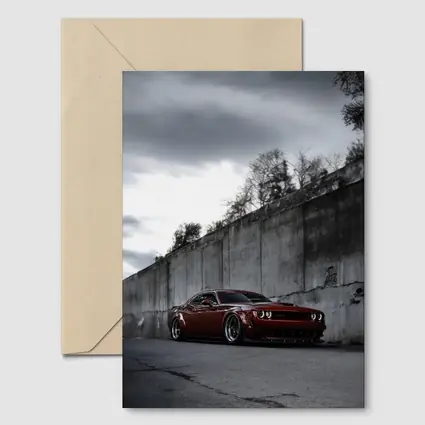 Dodge Challenger Red Wide Body Concrete Wall