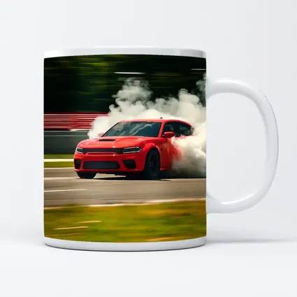 Red Dodge Charger Burnout on Track