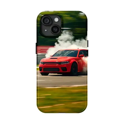 Red Dodge Charger Burnout on Track