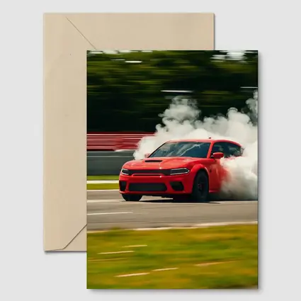 Red Dodge Charger Burnout on Track