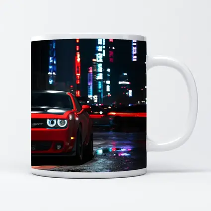 Dodge Challenger SRT Red Neon City Night