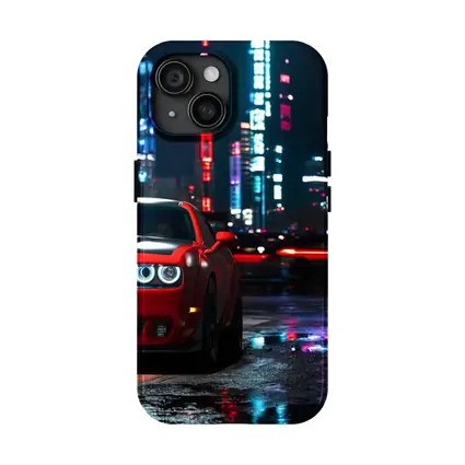 Dodge Challenger SRT Red Neon City Night
