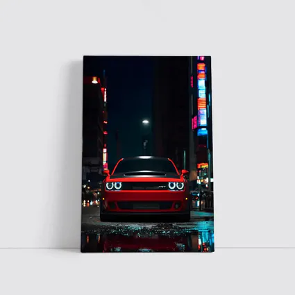 Dodge Challenger SRT Red Night City Street