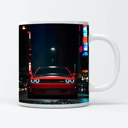Dodge Challenger SRT Red Night City Street