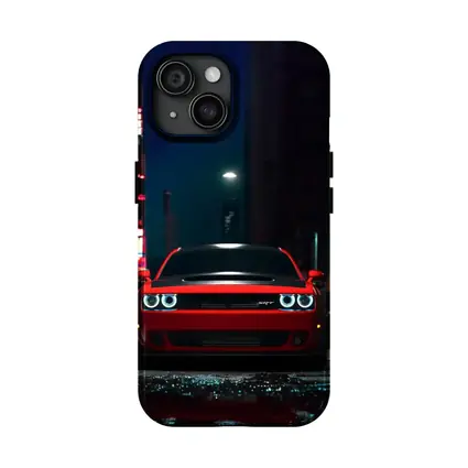 Dodge Challenger SRT Red Night City Street