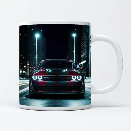 Dodge Challenger Red Stripes City Night Street