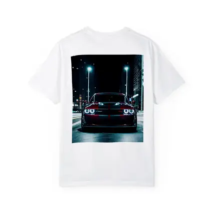 Dodge Challenger Red Stripes City Night Street
