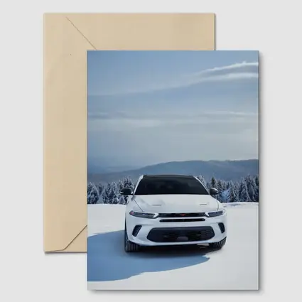 Dodge Hornet White SUV Snowy Winter Landscape