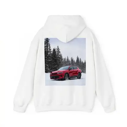 Dodge Hornet Red SUV Snowy Winter Forest