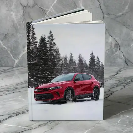 Dodge Hornet Red SUV Snowy Winter Forest