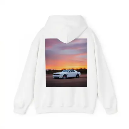Dodge Challenger White Muscle Car Sunset Sky