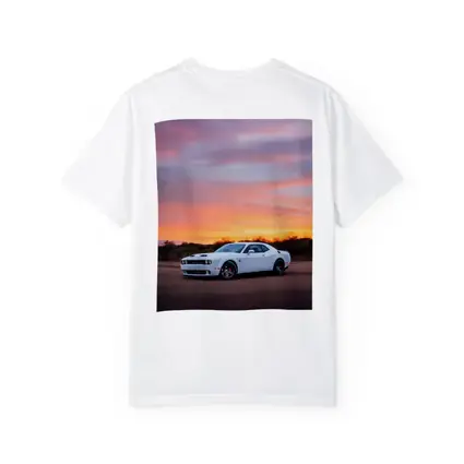 Dodge Challenger White Muscle Car Sunset Sky