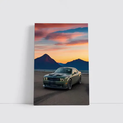 Dodge Challenger Muscle Car Sunset Mountains