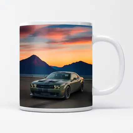 Dodge Challenger Muscle Car Sunset Mountains
