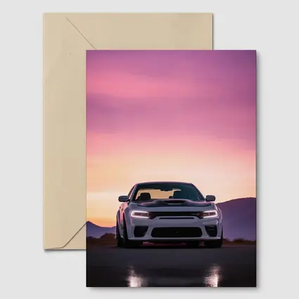 Dodge Charger Front View Sunset Sky