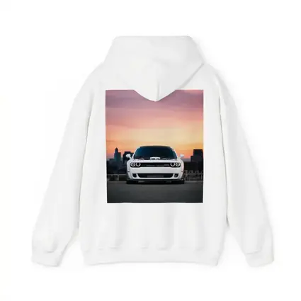 Dodge Challenger White Muscle Car Sunset City