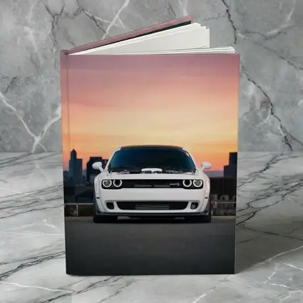 Dodge Challenger White Muscle Car Sunset City