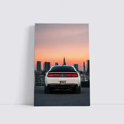 Dodge Challenger Rear City Sunset View
